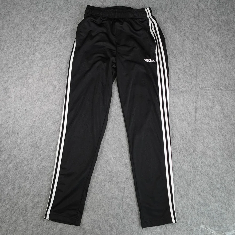 Adidas Pants Mens Medium Black White Three Stripe Essentials Tricot DQ3090